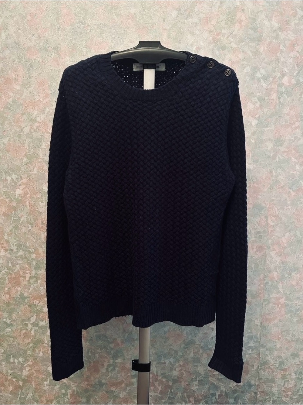 Comme des Garçons Men’s Dark Navy Button-Shoulder Crewneck Sweater